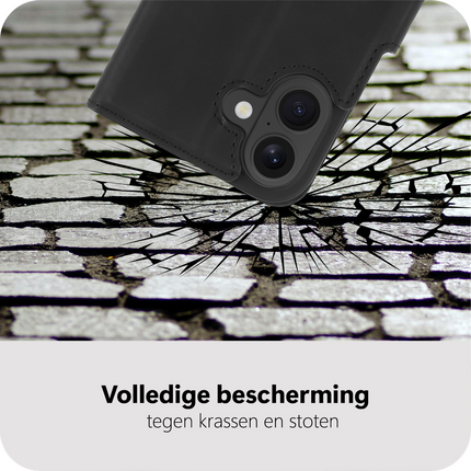 PrimeWallet Case - iPhone 17 - PU leather Wallet Case - Black