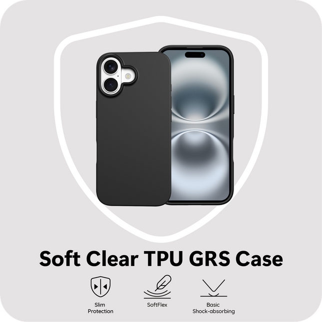 Zero% Case iPhone 17 zwart, achterkant gerecycled TPU