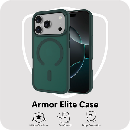 ArmorElite Case - iPhone 17 Pro - Military Grade Back Cover - (compatible with MagSafe) - Green