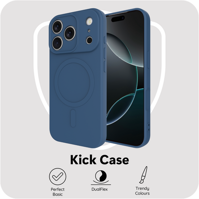 Flex Case blauw MagSafe hoesje iPhone 17 Pro achterkant
