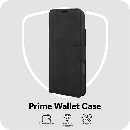 PrimeWallet Case - iPhone 17 Pro Max - PU leather Wallet Case - Black