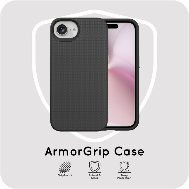 ArmorGrip Case - iPhone 17e / 16e - Rugged Back Cover - Drop Protection - Black