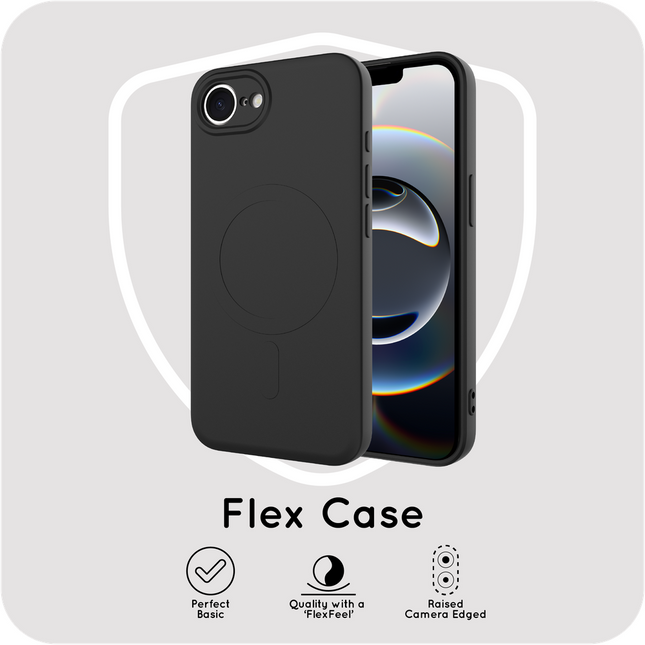 Flex Case iPhone 17e / 16e zwart, achterkant matte afwerking