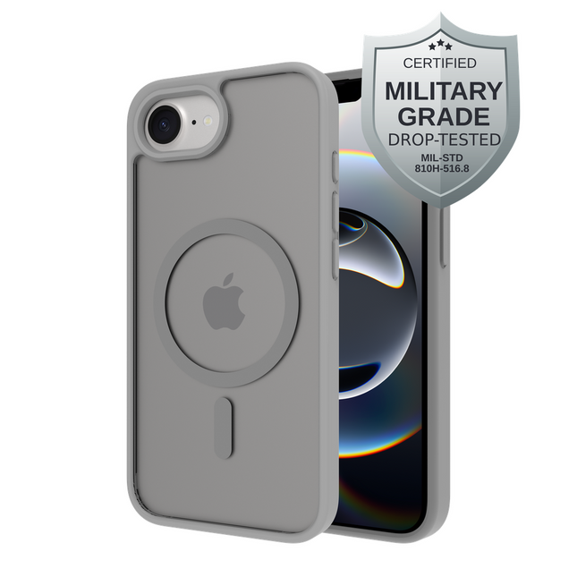 Casebump ArmorElite hoesje iPhone 17e 16e grijs vooraanzicht