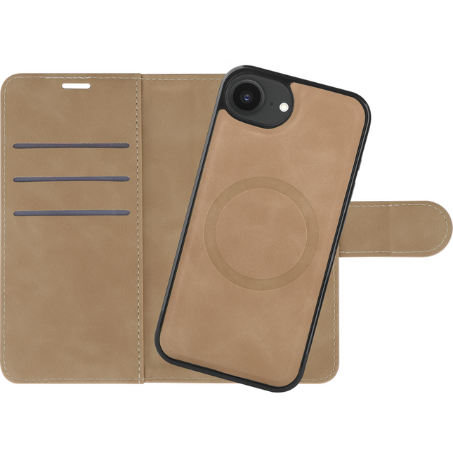 Casebump PrimeWallet SnapOn hoesje iPhone 17e 16e taupe vooraanzicht