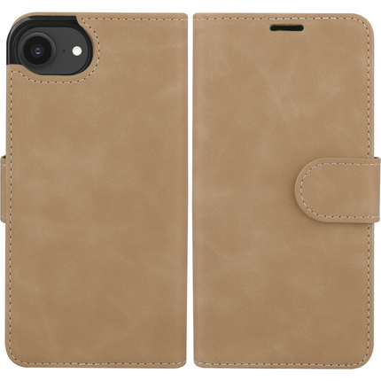 PrimeWallet SnapOn Case - iPhone 17e / 16e - Detachable PU leather Wallet Case - (compatible with MagSafe) - Taupe
