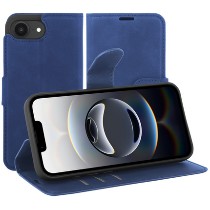 PrimeWallet Case - iPhone 17e / 16e - PU leather Wallet Case - Blue