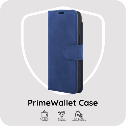 PrimeWallet Case - iPhone 17e / 16e - PU leather Wallet Case - Blue