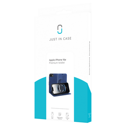 PrimeWallet Case - iPhone 17e / 16e - PU leather Wallet Case - Blue