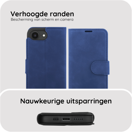 PrimeWallet Case - iPhone 17e / 16e - PU leather Wallet Case - Blue