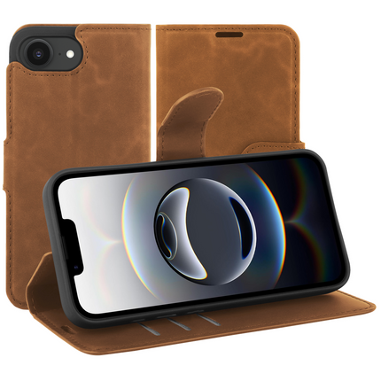 PrimeWallet Case - iPhone 17e / 16e - PU leather Wallet Case - Brown