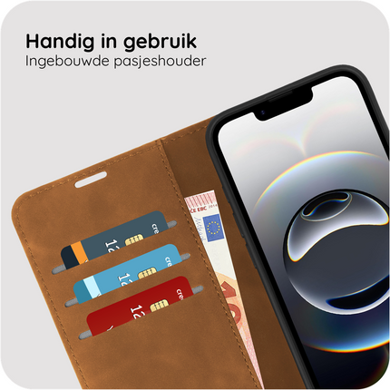 PrimeWallet Case - iPhone 17e / 16e - PU leather Wallet Case - Brown
