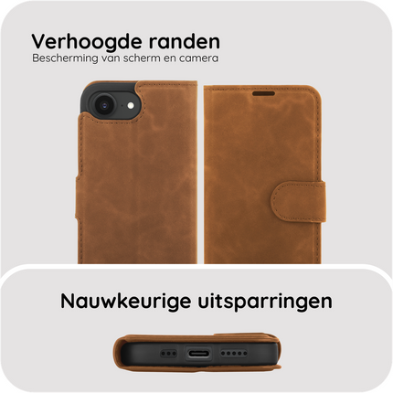 PrimeWallet Case - iPhone 17e / 16e - PU leather Wallet Case - Brown