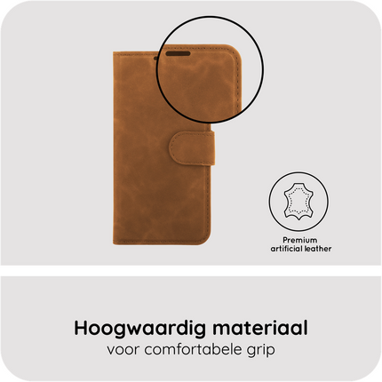 PrimeWallet Case - iPhone 17e / 16e - PU leather Wallet Case - Brown
