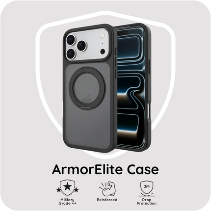 ArmorElite Case - iPhone 18 Pro / 17 Pro - Military Grade Back Cover - Stand Functon - (compatible with MagSafe) - Black