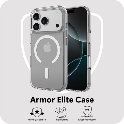 ArmorElite Case - iPhone 18 Pro / 17 Pro - Military Grade Back Cover - (compatible with MagSafe) - Clear