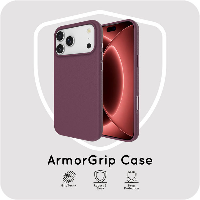 ArmorGrip Case - iPhone 18 Pro / 17 Pro - Grainy Back Cover - (compatible with MagSafe) - Dark Cherry