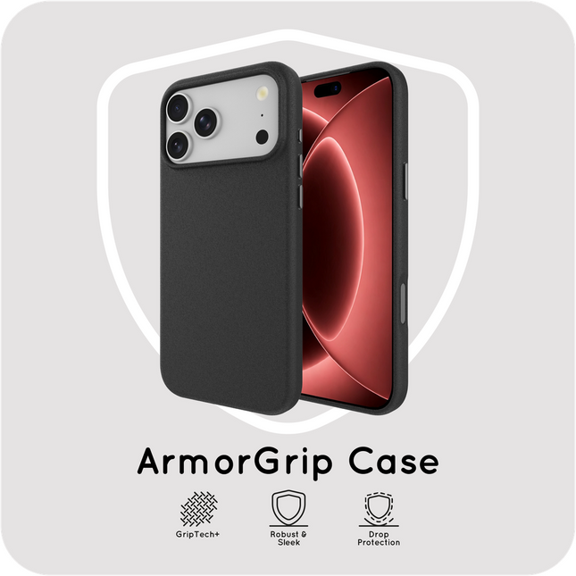 ArmorGrip Case - iPhone 18 Pro / 17 Pro - Grainy Back Cover - (compatible with MagSafe) - Black