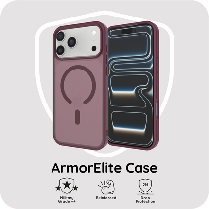 ArmorElite Case - iPhone 18 Pro / 17 Pro - Military Grade Back Cover - (compatible with MagSafe) - Dark Cherry