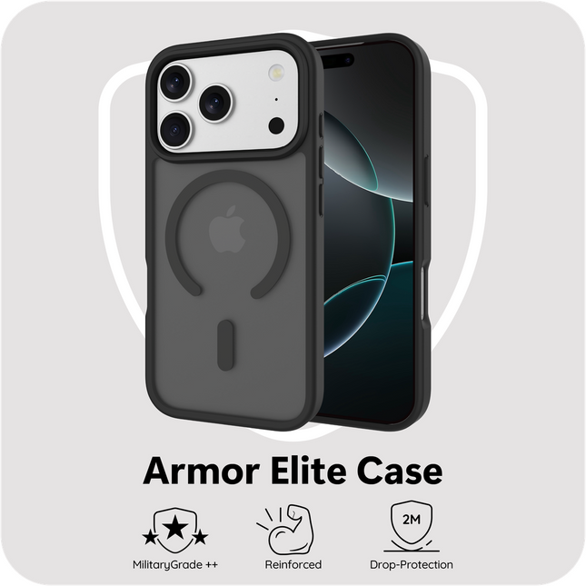 ArmorElite Case - iPhone 18 Pro / 17 Pro - Military Grade Back Cover - (compatible with MagSafe) - Black
