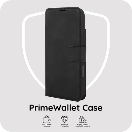 PrimeWallet Case - iPhone 18 Pro / 17 Pro - PU leather Wallet Case - Black