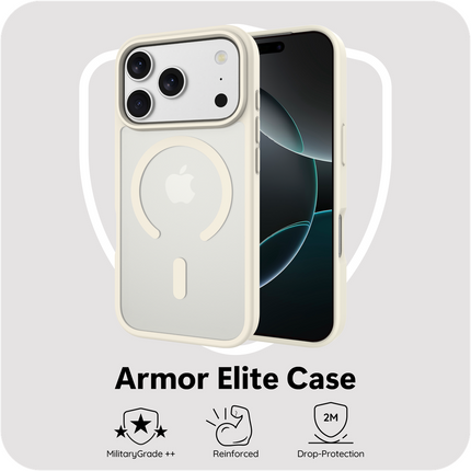 ArmorElite Case - iPhone 18 Pro Max / 17 Pro Max - Military Grade Back Cover - (compatible with MagSafe) - Ivory