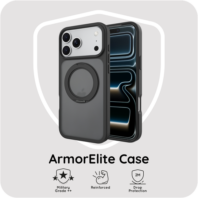 ArmorElite Case - iPhone 18 Pro Max / 17 Pro Max - Military Grade Back Cover - Stand Functon - (compatible with MagSafe) - Black