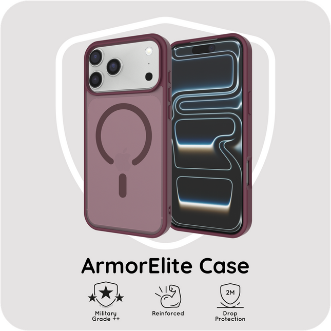 ArmorElite Case - iPhone 18 Pro Max / 17 Pro Max - Military Grade Back Cover - (compatible with MagSafe) - Dark Cherry