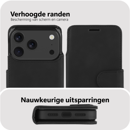 PrimeWallet SnapOn Case - iPhone 18 Pro Max / 17 Pro Max - Detachable PU leather Wallet Case - (compatible with MagSafe) - Black