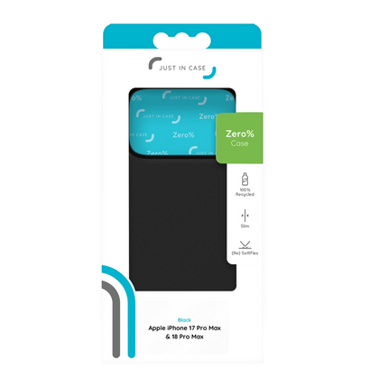 Zero% Case - iPhone 18 Pro Max / 17 Pro Max - Soft TPU Back Cover (GRS Recycled) - Black