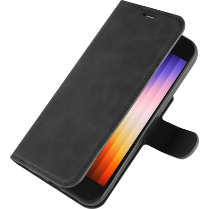 PrimeWallet Case - iPhone SE (2022) - PU leather Wallet Case - Black
