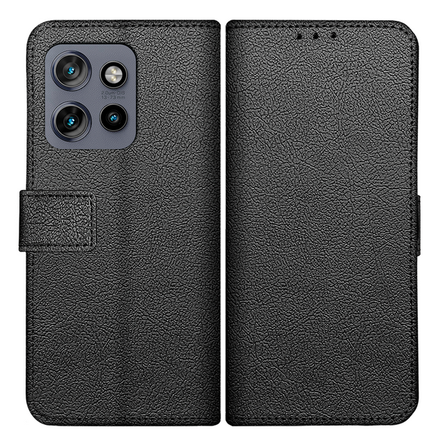Classic Wallet Case - Motorola Edge 50 Neo - PU leather Book Case - Black