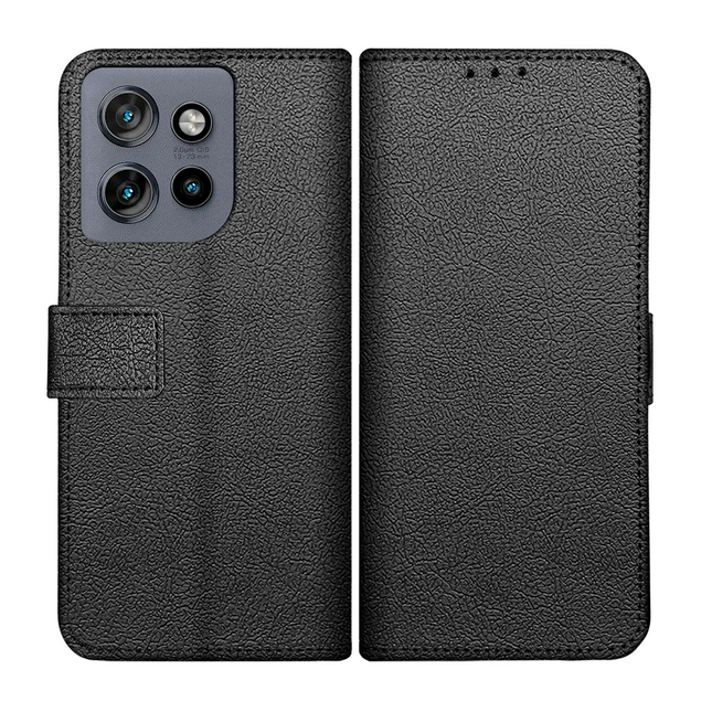 Classic Wallet Case - Motorola Edge 60 Neo - PU leather Book Case - Black
