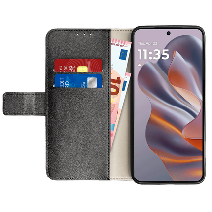 Classic Wallet Case - Motorola Edge 60 Neo - PU leather Book Case - Black