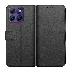 Classic Wallet Case - Motorola Edge 70 Fusion - PU leather Book Case - Black