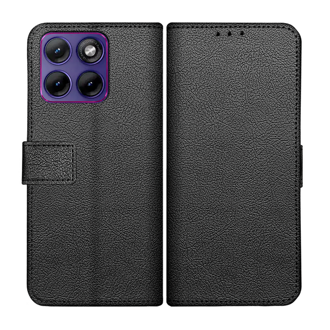 Classic Wallet Case - Motorola Edge 70 Fusion - PU leather Book Case - Black
