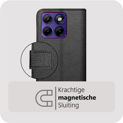 Classic Wallet Case - Motorola Edge 70 Fusion - PU leather Book Case - Black