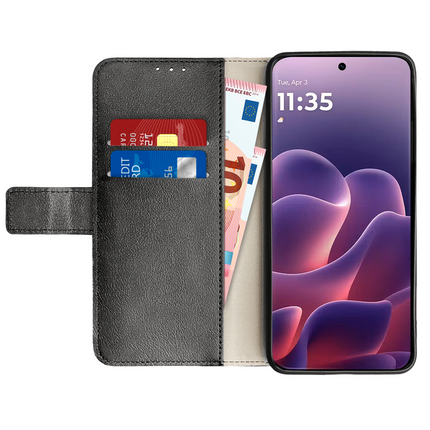 Classic Wallet Case - Motorola Edge 70 Fusion - PU leather Book Case - Black