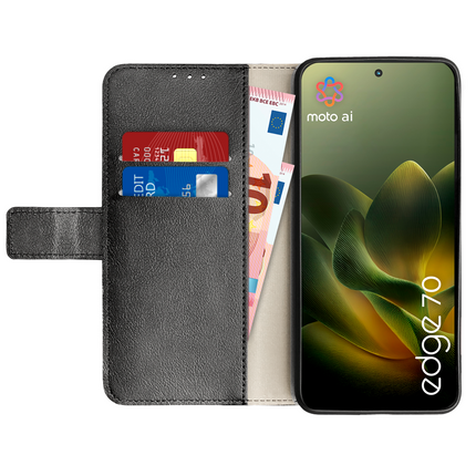 Classic Wallet Case - Motorola Edge 70 - PU leather Book Case - Black