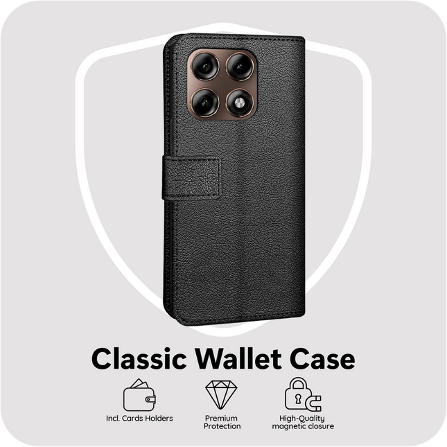 Classic Wallet Case - Motorola Edge 70 Pro - PU leather Book Case - Black