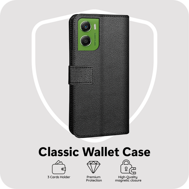 Classic Wallet Case - Motorola Moto G06 / G06 Power - PU leather Book Case - Black