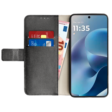 Classic Wallet Case - Motorola Moto G17 / G17 Power - PU leather Book Case - Black