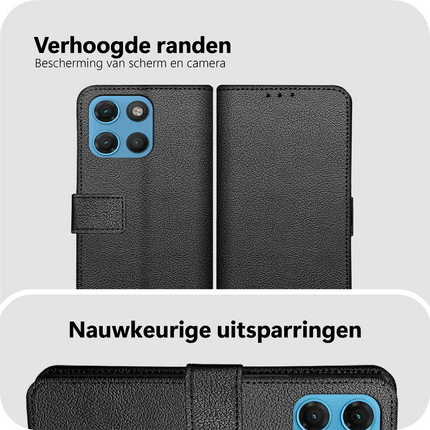 Classic Wallet Case - Motorola Moto G17 / G17 Power - PU leather Book Case - Black