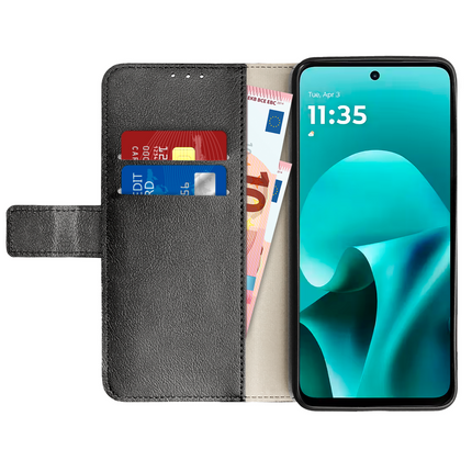 Classic Wallet Case - Motorola Moto G37 / G47 - PU leather Book Case - Black