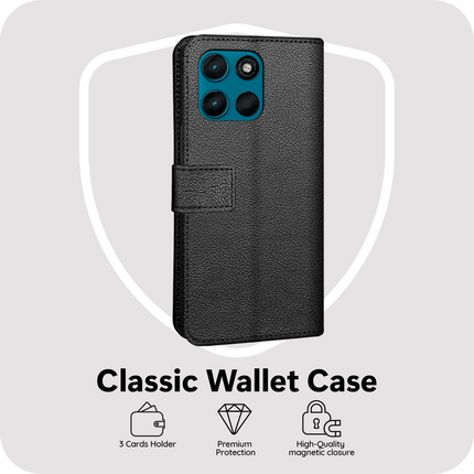 Classic Wallet Case - Motorola Moto G57 / G57 Power / G67 Power - PU leather Book Case - Black