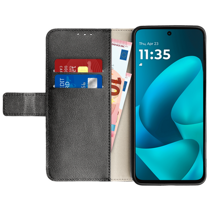 Classic Wallet Case - Motorola Moto G57 / G57 Power / G67 Power - PU leather Book Case - Black