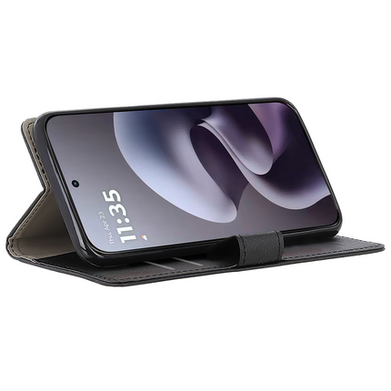 Classic Wallet Case - Motorola Moto G67 / G77 / G87 - PU leather Book Case - Black