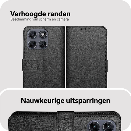 Classic Wallet Case - Motorola Moto G67 / G77 / G87 - PU leather Book Case - Black