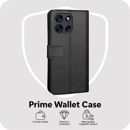 Classic Wallet Case - Motorola Moto G86 - PU leather Book Case - Black