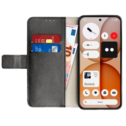 Classic Wallet Case - Nothing Phone (4a) - PU leather Book Case - Black